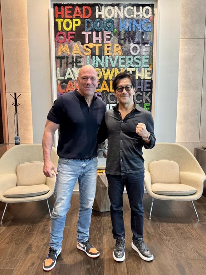 UFC 데이나 화이트 회장 겸 최고경영자, 사카키바라 노부유키(오른쪽) Rizin 대표. 사진=라이진FF