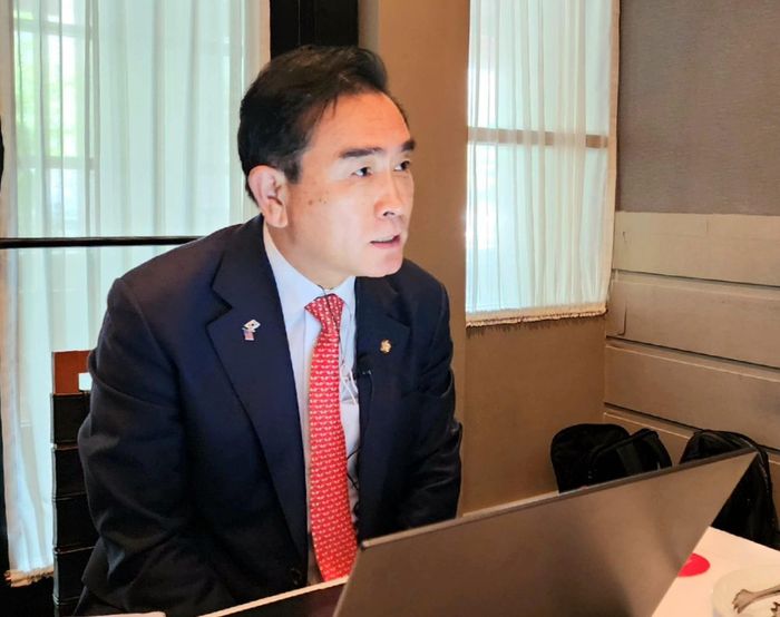 태영호 전 국민의힘 의원이 지난 2022년 9월 대중국 의회간 연합체(IPAC) 참석차 미국을 방문한 모습. [사진 출처 = 연합뉴스]