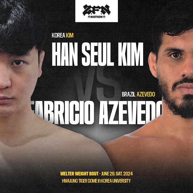 Road to UFC 시즌1~3 웰터급 김한슬(왼쪽), 영국 Ultimate Fight League 미들급 챔피언 파브리시우 아제베두. 사진=Z-Fight Night 공식 SNS