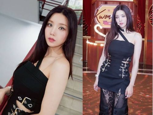 권은비가 블랙 컷아웃 원피스로 완성한 고혹적 우아함을 선보였다.사진=권은비 SNS