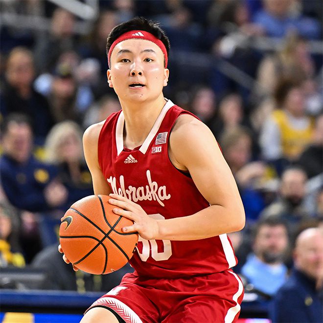 도미나가 게이세이가 2023-24 NCAA 디비전1 원정경기에서 네브래스카대학교 링컨 캠퍼스 농구부 공격을 하고 있다. 사진=Getty Images=연합뉴스 제공