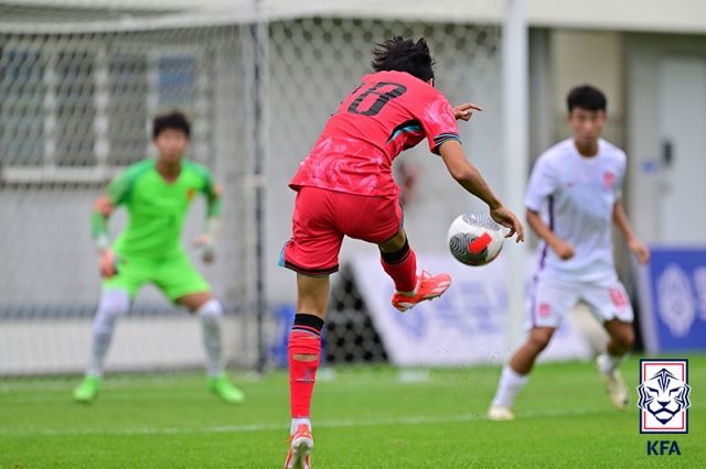 대한민국 U-15 대표팀은 중국과의 2차례 평가전에서 1승 1패를 기록했다. 사진=대한축구협회 제공