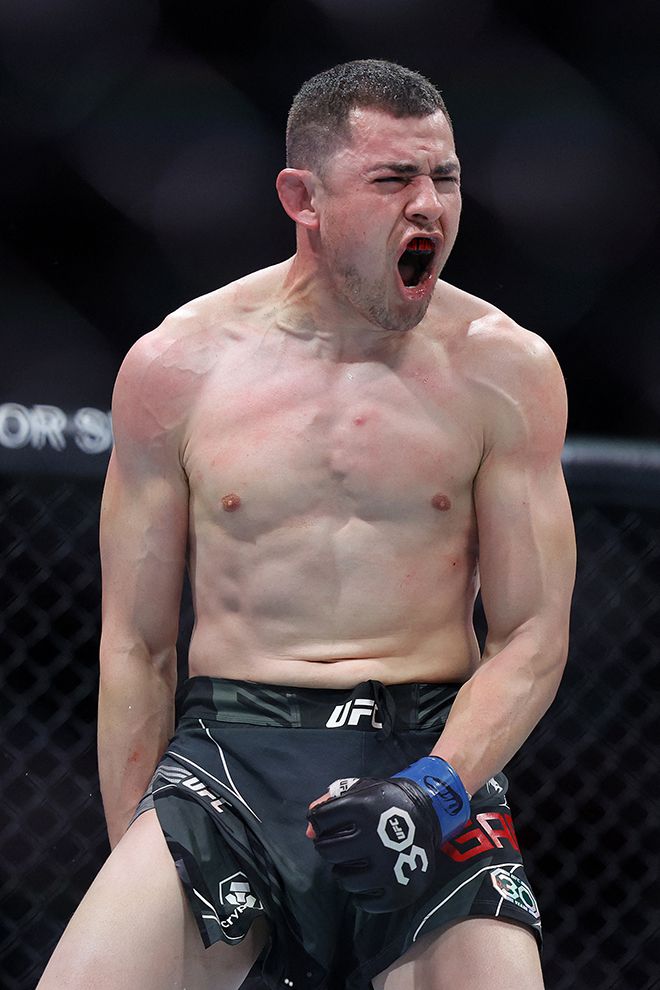 스티브 가르시아가 2023년 4월 UFC 3번째 KO승을 거둔 후 기뻐하고 있다. 사진=Getty Images=연합뉴스 제공