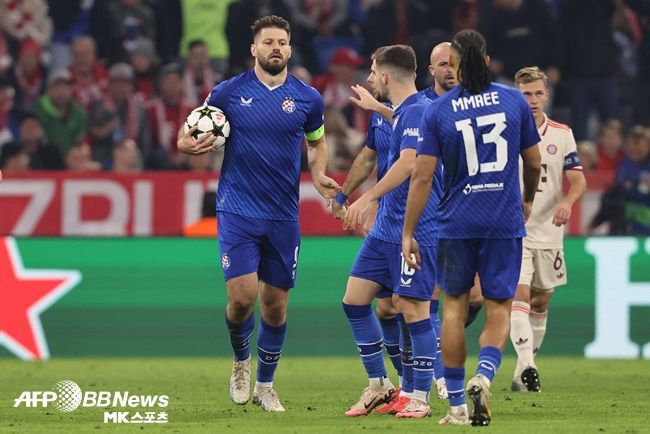 바이에른 뮌헨전 만회골에 성공한 디나모 자그레브의 공격수 브루노 페트코비치. 사진=ⓒAFPBBNews = News1