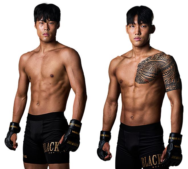 블랙컴뱃 라이트급 4위 박어진(오른쪽), 페더급 2위 방성혁. 사진=이데아 파라곤