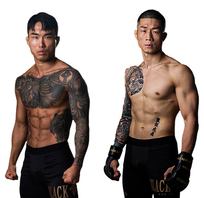 김재웅(오른쪽)은 블랙컴뱃 밴텀급 공식 랭킹 2위가 됐다. 왼쪽은 1위 이진세. 사진=이데아 파라곤