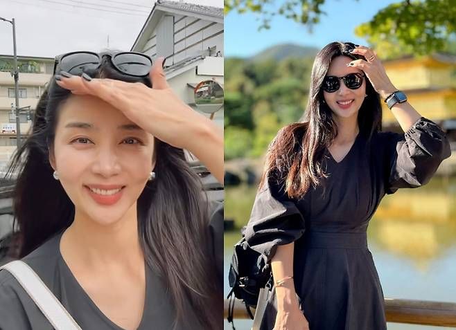 박솔미가 가을 햇살처럼 청순한 블랙 원피스룩을 선보였다.사진=박솔미 SNS