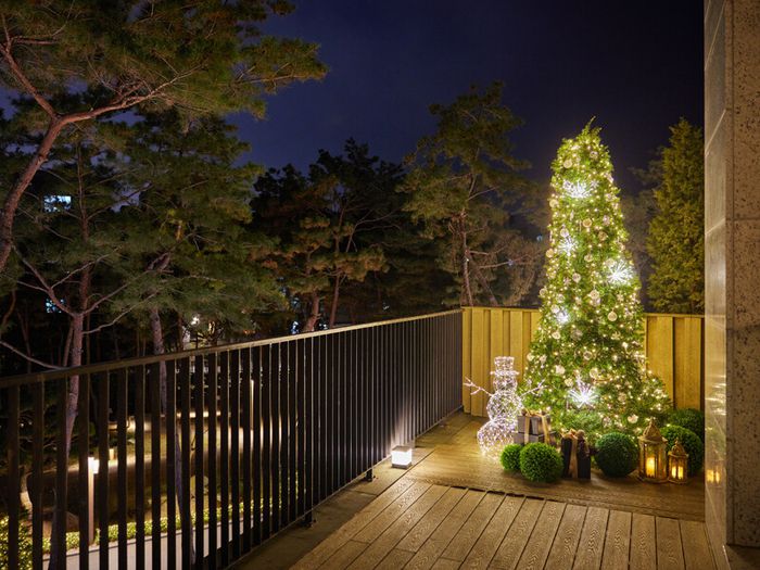 크리스마스 트리로 장식한 파라스파라 서울의 파인 스위트 객실 / 사진 = 파라스파라 서울