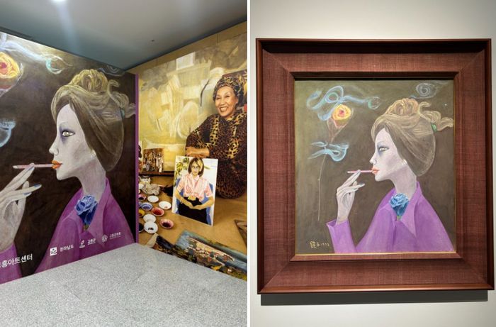 천경자 특별전(왼쪽), 천경자 특별전의 대표작 ‘탱고가 흐르는 황혼’(오른쪽) / 사진= 박한나 여행+ 기자