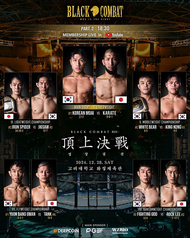 페더급 랭킹 1위 김민우가 Shooto 5승 및 DEEP 4승 기노시타 다케아키와 치르는 한일전 홈경기가 블랙컴뱃 13 메인이벤트다. 사진=이데아 파라곤