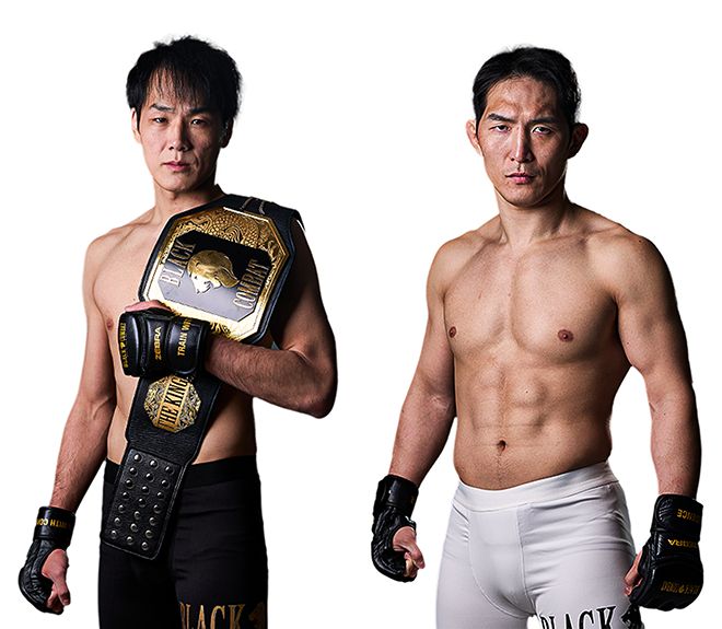 제3대 블랙컴뱃 라이트급 챔피언 오하라 주리(왼쪽), 초대 AFC 페더급 챔피언 문기범. 사진=이데아 파라곤