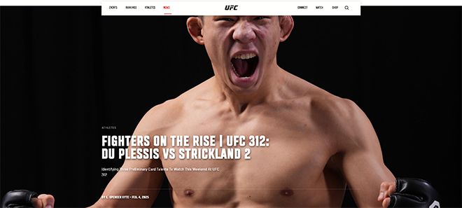 박현성이 대회사 공식 홈페이지에 의해 “UFC312에서 주목할 떠오르는 스타”로 뽑혔다. 사진=TKO