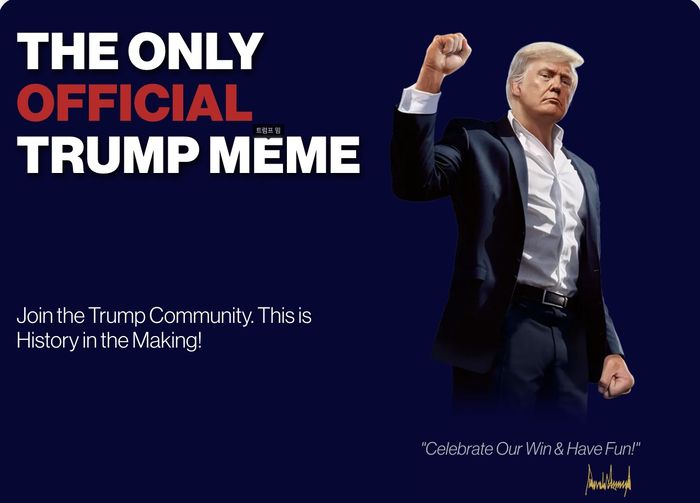 오피셜 트럼프 밈 코인 홈페이지 < 출처 : gettrumpmemes.com >