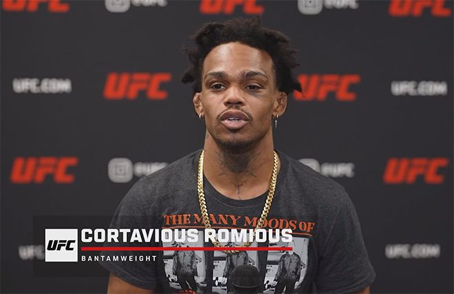 코르테이비어스 로미어스가 2025년 4월 미국 네바다주 엔터프라이즈 UFC on ESPN 65 파이트 위크 인터뷰를 하고 있다. 사진=TKO