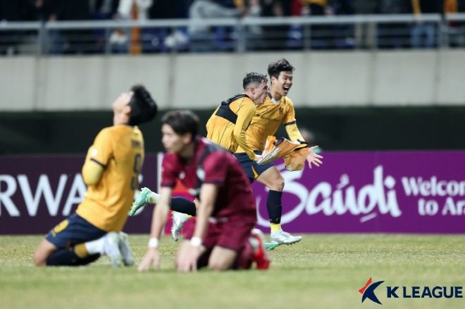 광주 FC는 ACLE 16강전에서 일본 최고의 팀 비셀 고베에 대역전승을 거뒀다. 사진=한국프로축구연맹