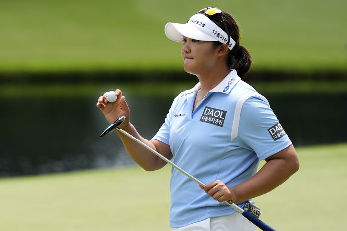 셰브론 챔피언십 첫날 공동 선두에 자리한 유해란. AP 연합뉴스