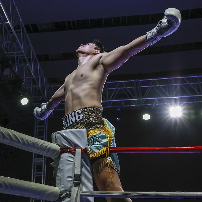 KBM 헤비급 챔피언 김정현이 2025년 4월 경기도 남양주체육문화센터 타이틀 2차 방어 성공 후 감회에 젖어 있다. 사진=FINAL FLASH 박종혁 기자