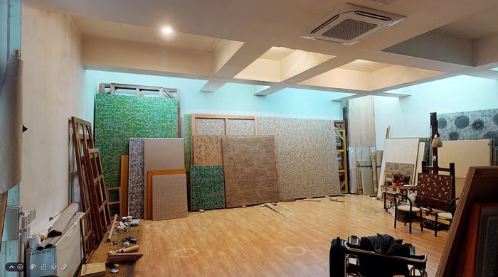 김창열 화백의 서울 평창동 자택 지하 2층 작업실 모습. 플랫폼아키텍처