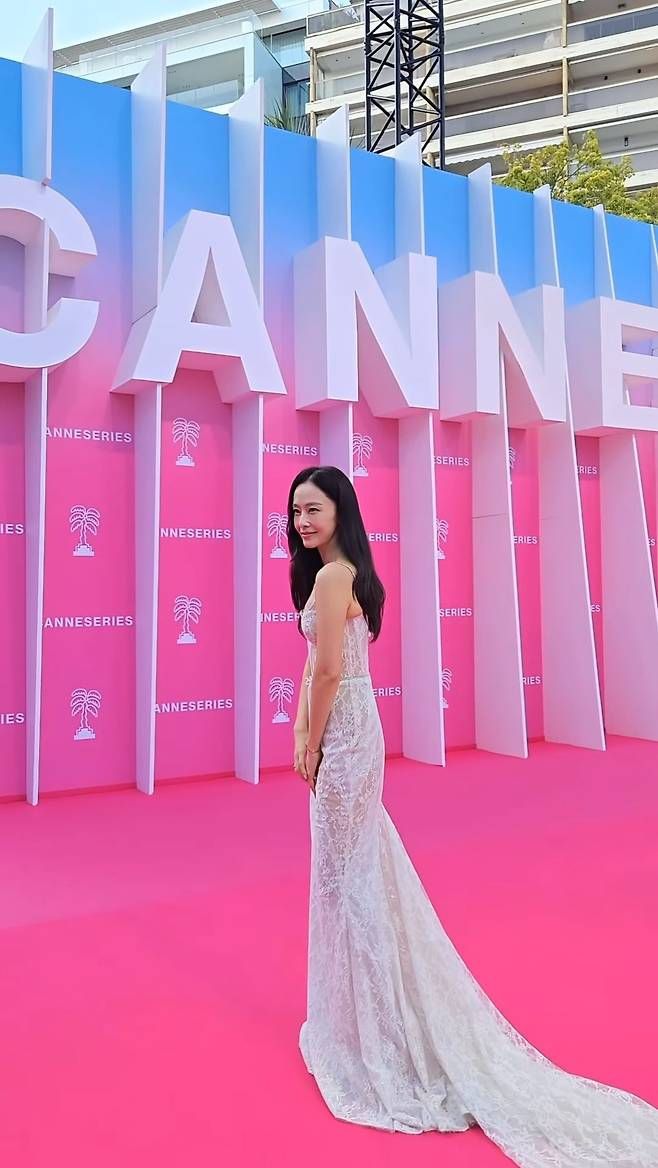 홍수현은 레이스와 시스루가 조화를 이룬 핑크빛 드레스를 입고 핑크카펫에 등장하며 단번에 시선을 사로잡았다.사진=홍수현 SNS