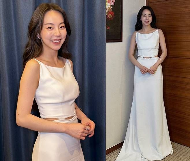 안소희가 순백의 드레스로 또 한 번 ‘레전드 패션’을 경신했다.사진=안소희 SNS