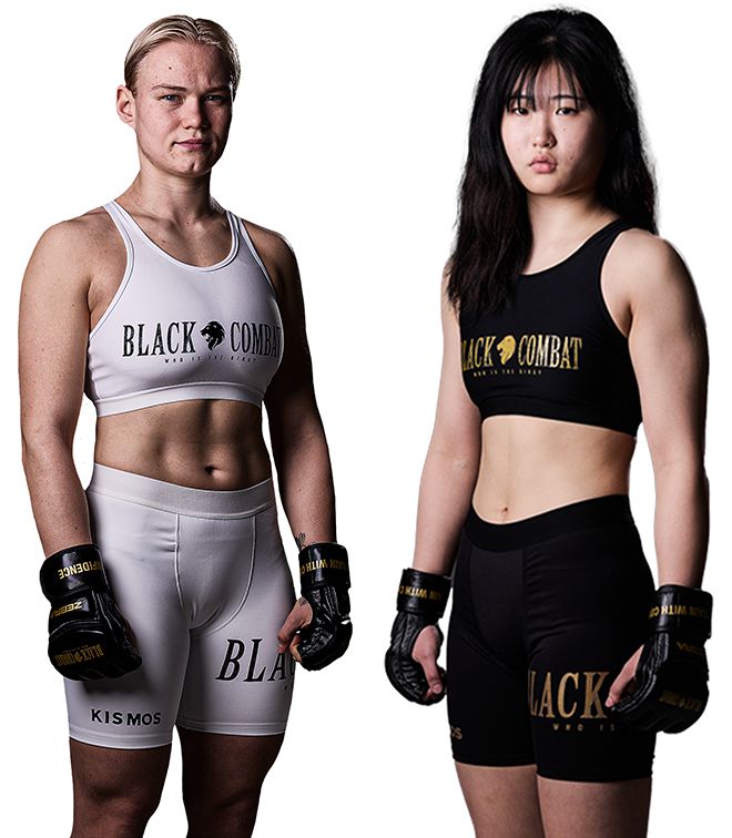 국제종합격투기연맹 세계청소년선수권대회 금메달리스트 알료나 아기셰바(왼쪽), 블랙컴뱃 여자 P4P 2위 ‘짱구’ 전수민. 사진=이데아 파라곤