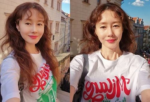 김지수가 체코 프라하의 거리에서 빛나는 여신 포스를 자랑했다. 사진=김지수 SNS