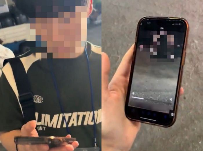 중국 상하이 모터쇼에서 한 여성을 몰래 찍은 10대 남학생이 현지 SNS에서 공개됐다. [사진 = 웨이보]