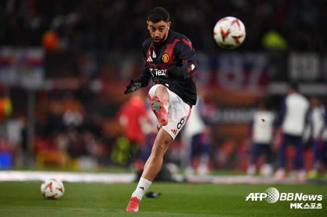 브루노 페르난데스는 올 시즌 또 하나의 우승컵을 들어 올리고자 한다. 유럽축구연맹 유로파리그 우승이다. 사진=AFPBBNews=News1