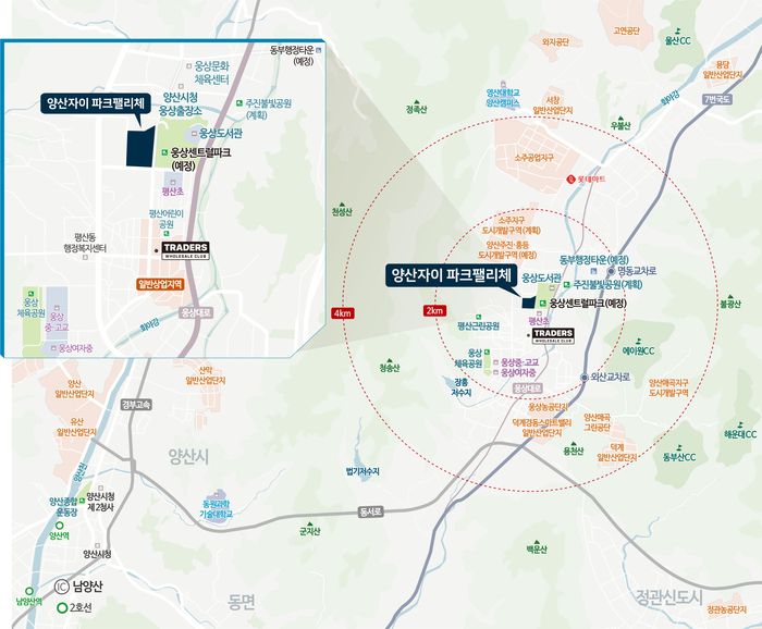 양산자이 파크팰리체 위치도. 더피알