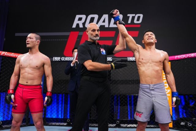 ‘스턴건’ 김동현의 제자 ‘빅하트’ 윤창민이 예고한 대로 언더독 반란에 성공했다. 사진=UFC 제공