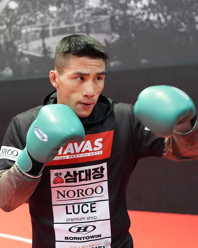 ONE Championship 7승 2패 윤창민이 2025년 5월 중국 퍼포먼스 인스티튜트 상하이 Road to UFC 시즌4 페더급 토너먼트 준준결승 대비 훈련을 하고 있다. 윤창민은 아시아 종합격투기 톱스타 추성훈 김동현의 제자다. 사진=TKO