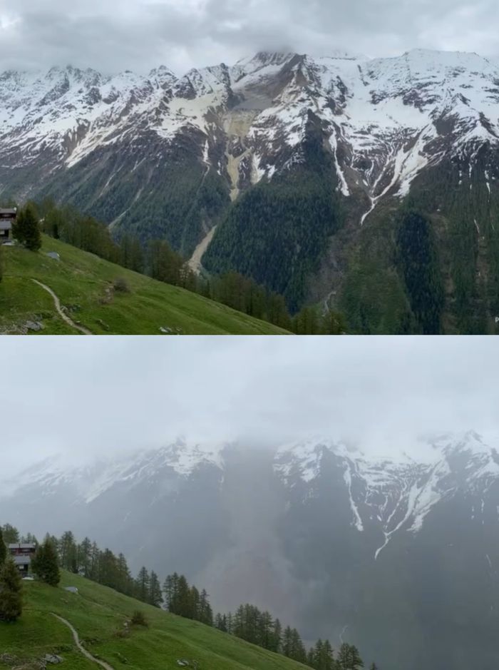 산사태 발생 전(위)과 후. [사진 = 유튜브 ‘Pomona Media’]