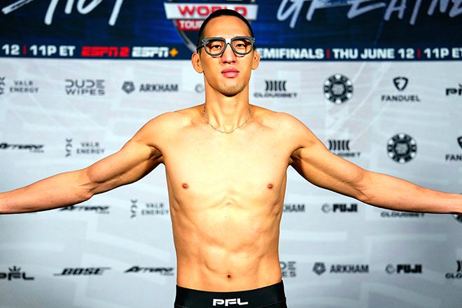Brave CF 챔피언 결정전 출신 김태균이 2025년 6월 PFL 월드 토너먼트 준결승 페더급 계체를 통과하고 있다. 사진=MMAX Investment Partners, Inc.