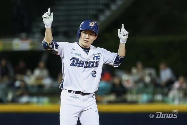 13일 창원 KIA전에서 적시타를 친 박민우. 사진=NC 제공