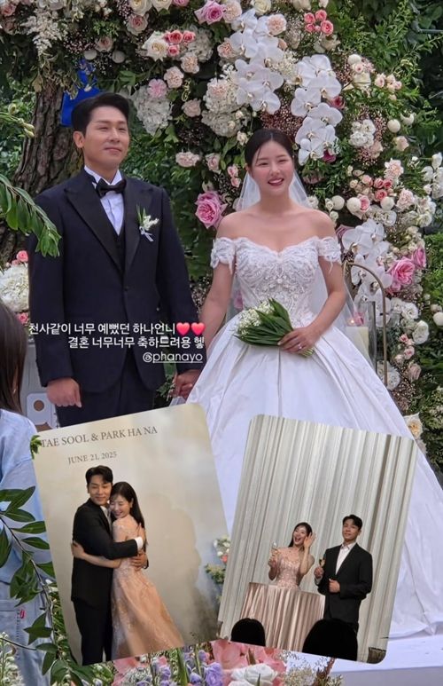 배우 박하나와 전 농구선수 김태술이 영화 같은 결혼식을 올렸다. 사진=문지인 외 지인 SNS