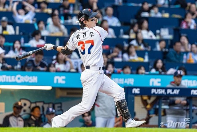 25일 창원 롯데전에서 좋은 타격감을 과시한 박건우. 사진=NC 제공