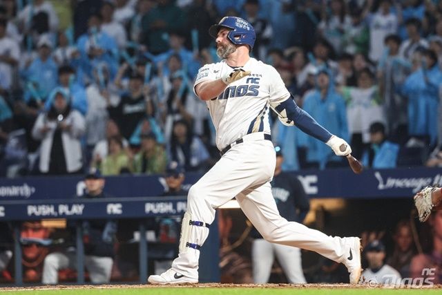 데이비슨은 27일 창원 두산전에서 적시타를 쳤다. 사진=NC 제공