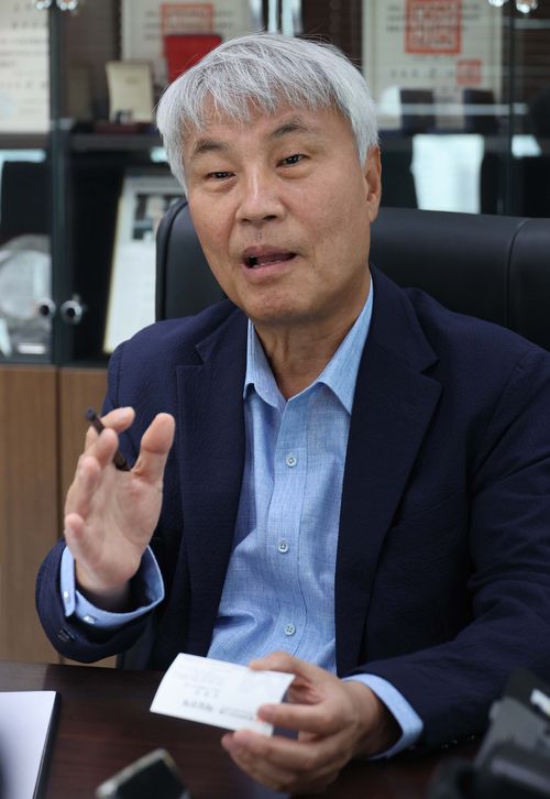 석창규 웹케시그룹 회장이 매일경제와 인터뷰하고 있다. [한주형 기자]