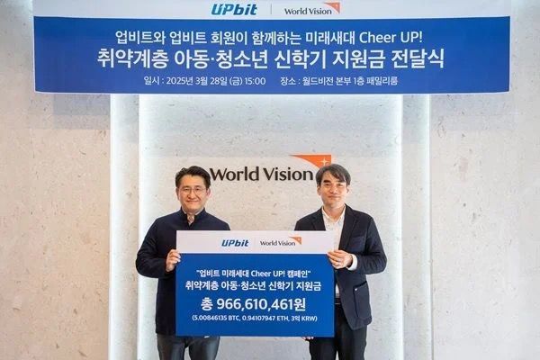 두나무의 월드비전에 대한 후원금 전달식 < 출처 : 월드비전 >