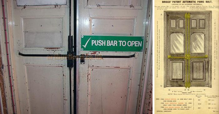 사우스시(southsea) 킹스 극장 출입구에 설치된 패닉 볼트. [사진 출처=Patricia Lovell 페트리샤 러벨]