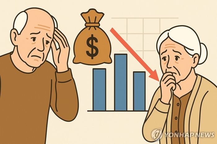 퇴직연금의 수익률을 걱정하는 노인을 그린 챗GPT. 연합뉴스