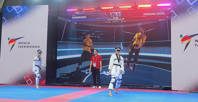 2024년 9월 태권도원 나래홀에서 열린 2024 국제 오픈 버추얼 태권도 대회. 사진=태권도진흥재단