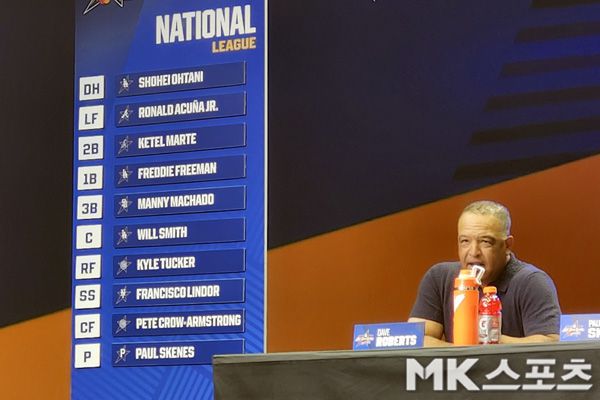 데이브 로버츠 감독이 라인업을 공개하고 있다. 사진(美 애틀란타)= 김재호 특파원