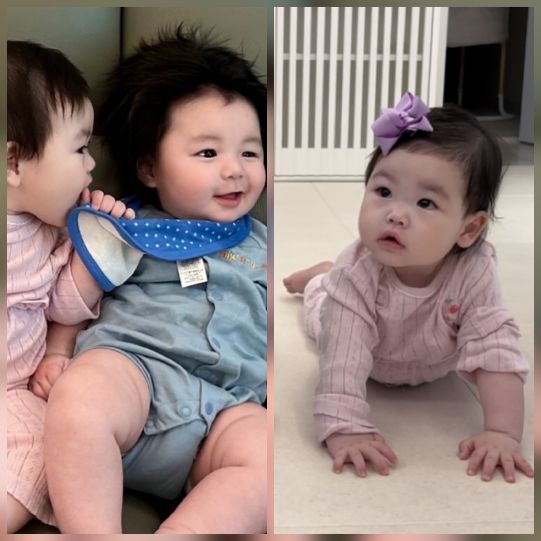 방송인 박수홍의 딸 박재이와 배우 심형탁의 아들 심하루가 생애 첫 ‘손깍지 투샷’을 남겼다. 사진=박수홍 SNS