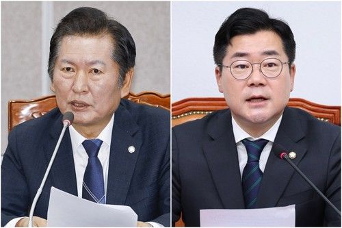 정청래(왼쪽)·박찬대 의원. [사진 출처 = 연합뉴스]