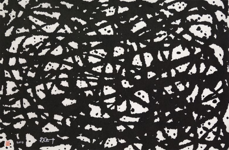 우관중이 생애 마지막에 완성한 유작 '둥지'(2010).  홍콩예술박물관