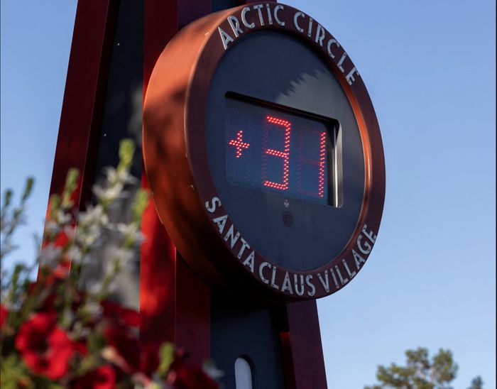 지난달 15일 핀란드 로바니에미의 한 온도계가 섭씨 31도를 나타내고 있다. [사진 = Reuter]