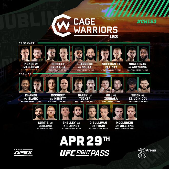 글로벌 OTT 서비스 파이트 패스로 세계 200여 국가에 생중계된 2023년 4월 케이지 워리어스 153 홍보 이미지. 사진=Cage Warriors