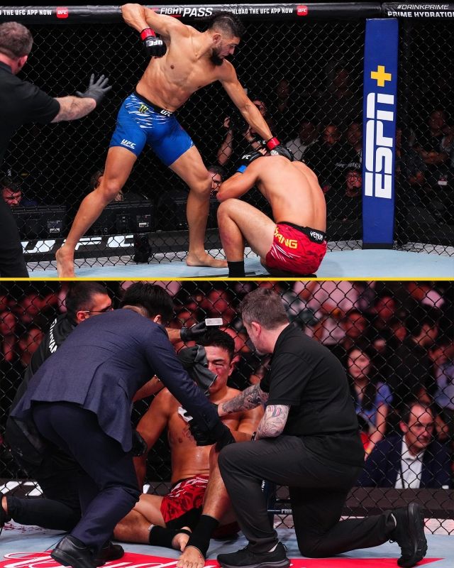 상하이는 순식간에 ‘도서관’이 됐다. 중국이 자랑하는 최고의 파이터 중 한 명인 장밍양의 참패는 큰 충격이었다. 그것도 하락세가 뚜렷했던 워커에게 당한 패배이기애 충격은 배가 됐다. 사진=MMA 파이팅 SNS