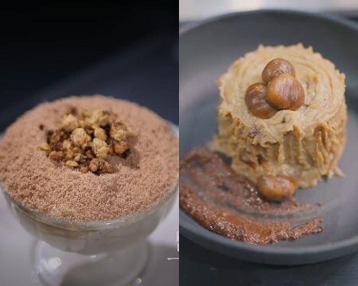 ‘흑백요리사’ 권성준 셰프의 밤 티라미수(왼쪽)와 중국 ‘이판펑선’이 따라한 케이크. 사진| 넷플릭스, SNS